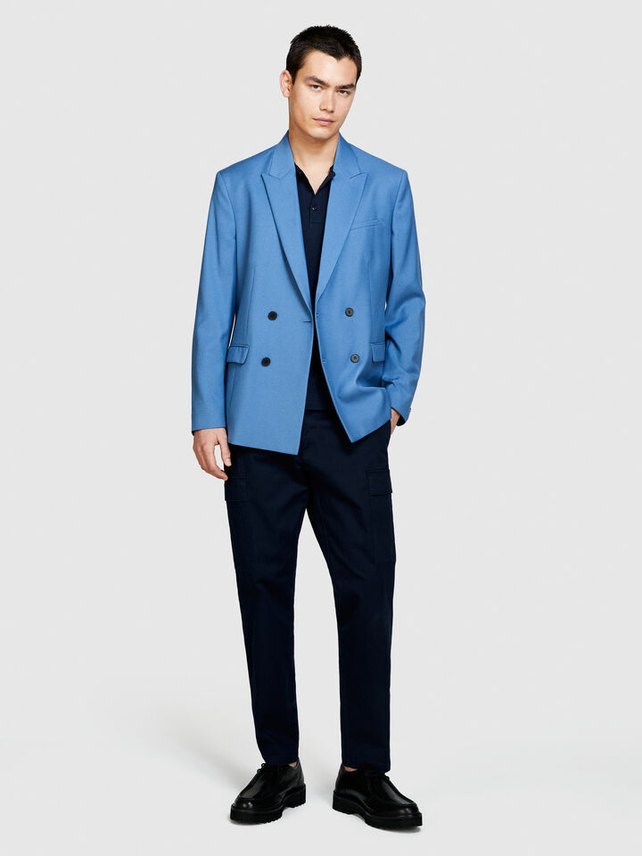 Slim comfort fit double-breasted blazer - men's blazers - Blue | Sisley image number 1